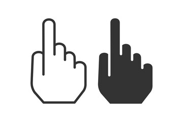 Click the finger icon. Hand pointer illustration symbol. Sign  mouse cursor vector.