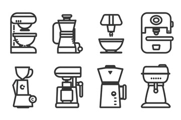 A collection of different types of coffee machines, suitable for cafes, restaurants, and home use