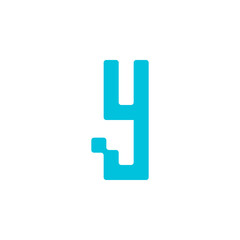 letter "y" in transparent background technology style in blue color
