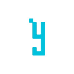 letter "y" in transparent background technology style in blue color
