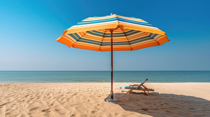 Fototapeta na wymiar Colorful Beach Umbrella on a Sunny Day - Generative AI