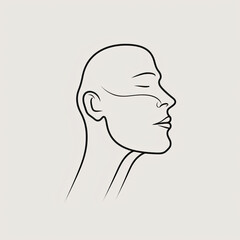 Minimalist Line Art of a Male Face - Generative AI