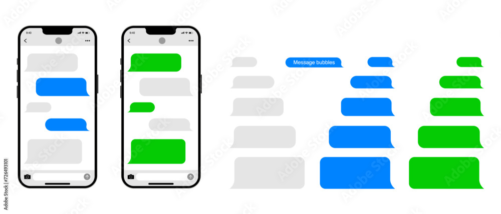 Fototapete message smartphone template. phone chatting sms template bubbles. phone chatting sms template bubble