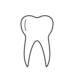 Tooth contour icon isolated on white background. Vector illustration of a logo for dentistry.