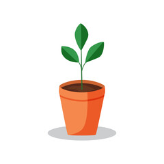 Seedlings in a flower pot. The concept of growing plants or vegetables at home. Vector cartoon illustration isolated on a white background.
