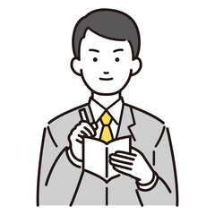 スーツ男性のメモ書きイラスト