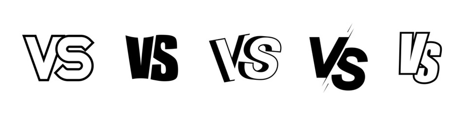 Versus letters icon set. VS letters symblol set. Design template for game, battle and sport. Vector illustration.