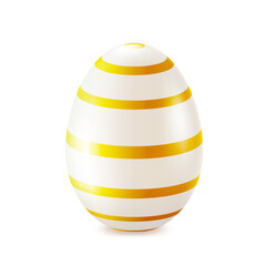 Easter egg with golden stripes, realistic 3d vector, decorative element for Happy Easter.