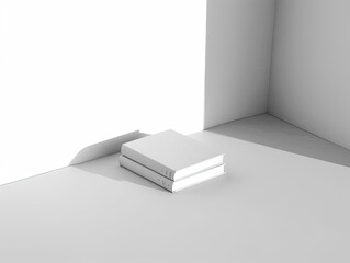 Two Blank White Books on a White Room - Generative AI
