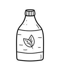 Doodle icons for oral and dental care or a liquid medicine from plants. Vector illustration mouthwash. Isolated on a white background.