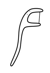 Dental floss doodle icon. Vector illustration of the concept of dental care, healthy teeth. Isolate a sketch on a white background.