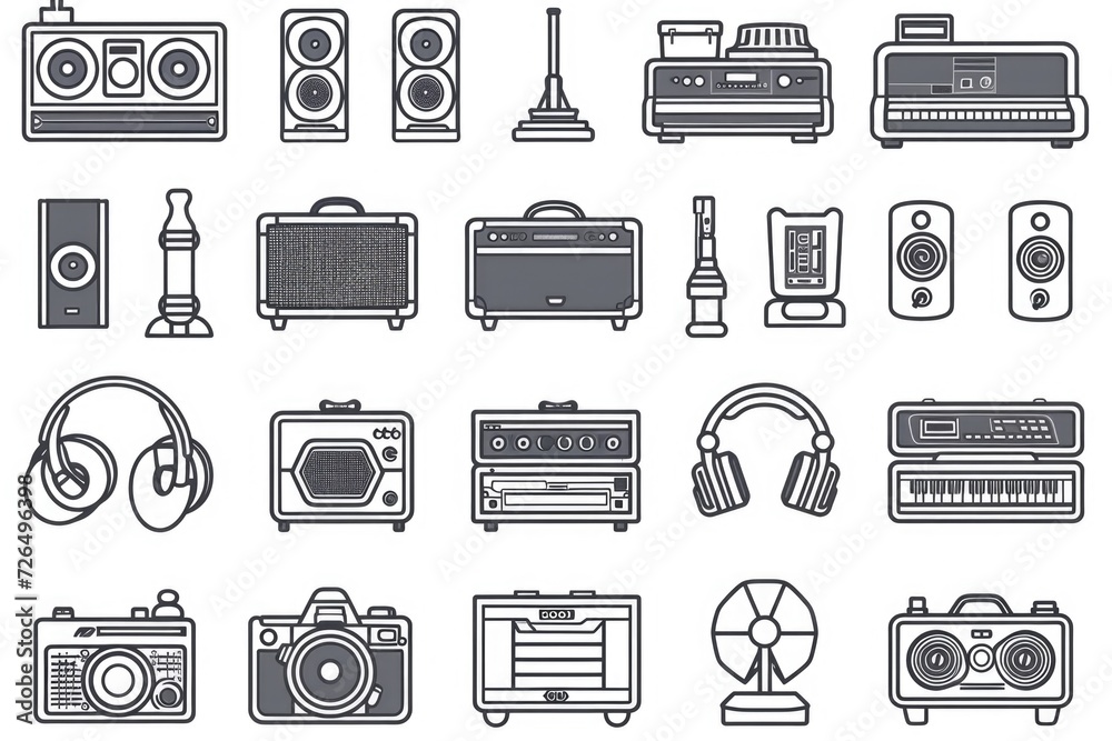 Poster A collection of different types of music equipment. Versatile and suitable for a variety of musical settings