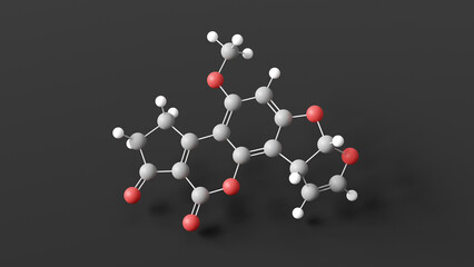 aflatoxin b1 molecular structure, aflatoxin, ball and stick 3d model, structural chemical formula with colored atoms