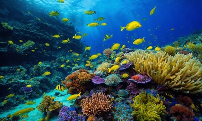 Fototapeta na wymiar Animals of the underwater sea world. Ecosystem. Colorful tropical fish.