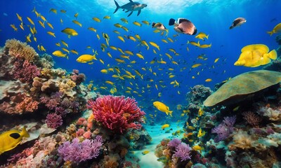Obraz na płótnie Canvas Animals of the underwater sea world. Ecosystem. Colorful tropical fish.