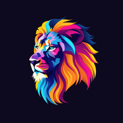 Colorful flat vector logo of lion. 