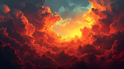 Himmel im Sonnenuntergang – Wallpaper mit farbigem Hintergrund – Generated by AI technology - obrazy, fototapety, plakaty