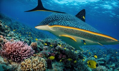 Ocean coral reef underwater. Sea world under water