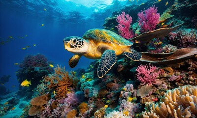 Naklejka premium Ocean coral reef underwater. Sea world under water