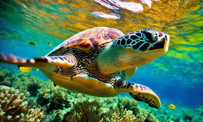 Fototapeta premium Ocean coral reef underwater. Sea world under water