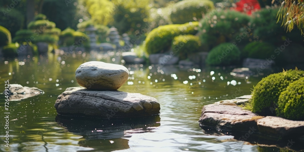 Canvas Prints A rock in the middle of a body of water. Can be used to depict serenity and nature