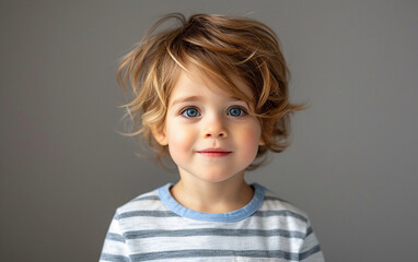 Naklejka premium Curious Little Boy Looking at the Camera