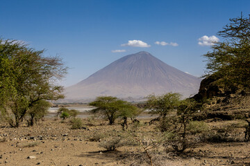 The Ol Doinyo Lengai (Masai Mountain of God), active stratovolcano of the East African Rift Valley in northern Tanzania, on Lake Natron