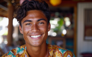 Multiracial Man Smiling - obrazy, fototapety, plakaty
