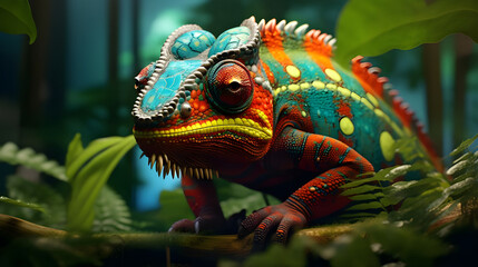 Obraz premium iguana on a branch