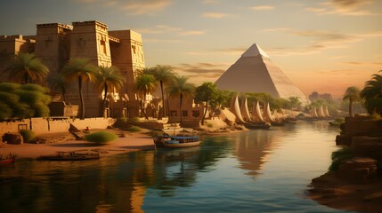 Panorama of Nile - obrazy, fototapety, plakaty