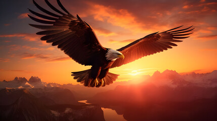bald eagle in flight in the sky