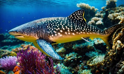 Fototapeta na wymiar Underwater Scene With Reef And Tropical Fish, amazing nature