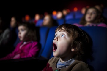 little moviegoer with a jaw drop, watching a plot twist