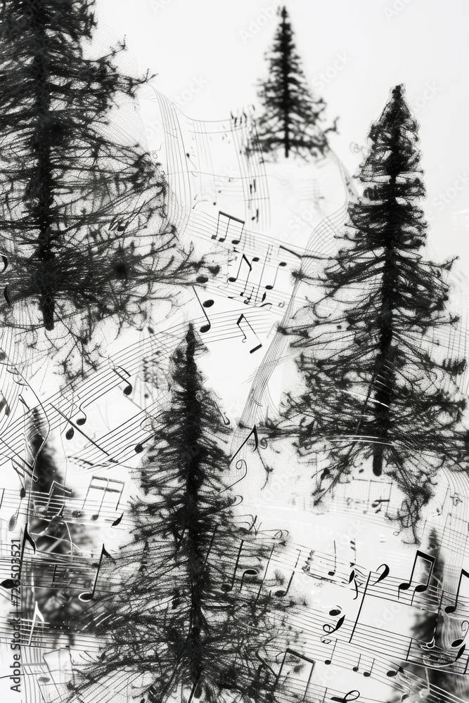 Poster A black and white photo capturing a group of trees. Perfect for adding a touch of nature to any project