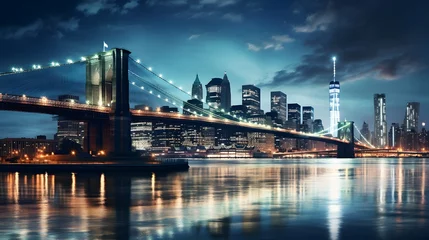 Afwasbaar Fotobehang Brooklyn Bridge brooklyn bridge night exposure 
