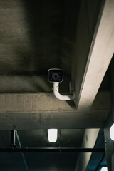 surveillance cam in urban parking house providing safty and security for parked cars and owners