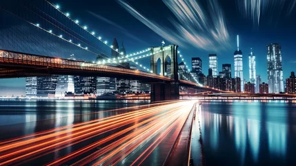 Selbstklebende Fototapeten brooklyn bridge night exposure  © Ziyan Yang