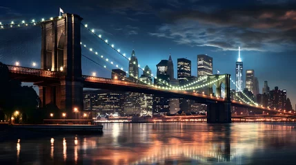 Foto op Canvas brooklyn bridge night exposure  © Ziyan Yang