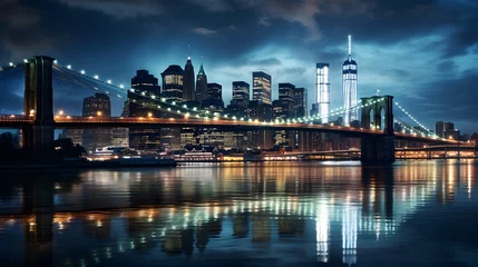 Tuinposter brooklyn bridge night exposure  © Ziyan Yang