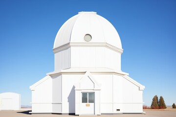 Fototapeta premium exterior of a white dome astronomical observatory under clear sky