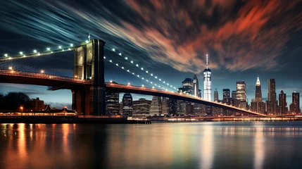 Tuinposter brooklyn bridge night exposure  © Ziyan Yang
