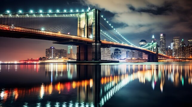 Fototapeta brooklyn bridge night exposure 