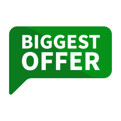 Biggest Offer Text In Green Rectangle Shape For Sale Promotion Business Marketing Social Media Information Announcement
