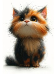 Cute fluffy animated cat.