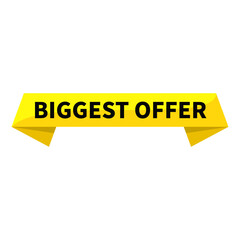 Biggest Offer Text In Yellow Rectangle Ribbon Shape For Sale Promotion Business Marketing Social Media Information Announcement
