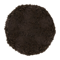 Soil patch texture isolated on a transparent  background. Earth Day - April 22.  Soil is in the shape of a ball, an analogy with the shape of the planet Earth.