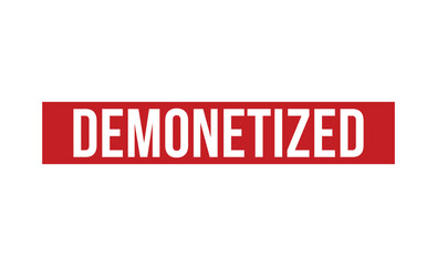 Demonetized Red Rubber Stamp vector design.