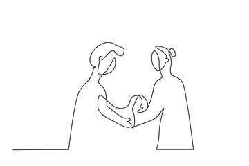 mother father newborn baby happy joy pose one line art portrait design