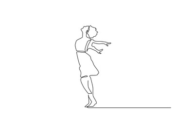 woman calm free nature outside happy relax one line art design vector