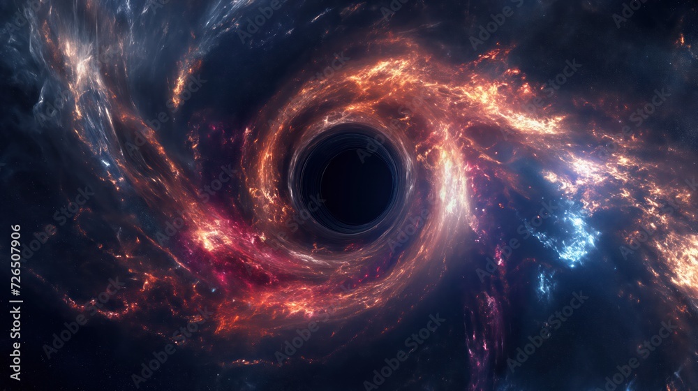 Wall mural glowing black hole in space. generative ai